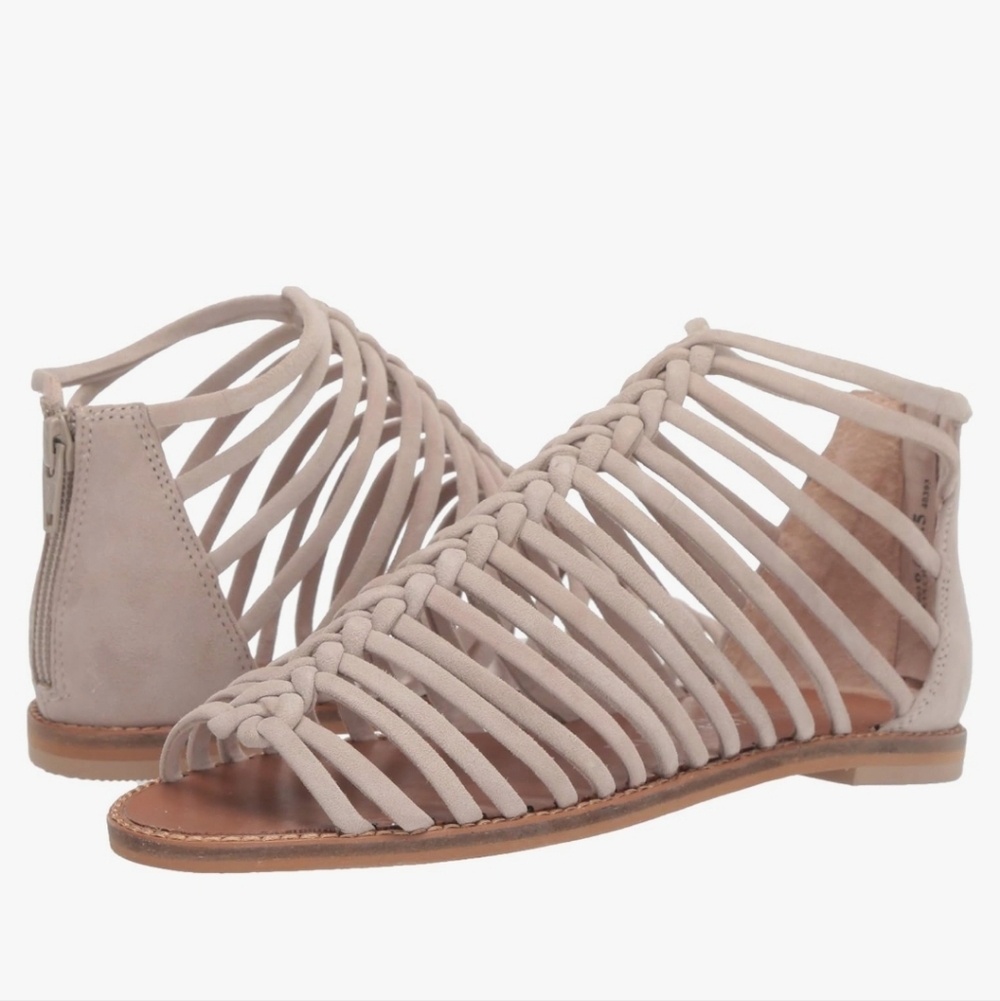 Chinese Laundry Mushroom Caged Suede Sandals New 6.5 Neutral Boho